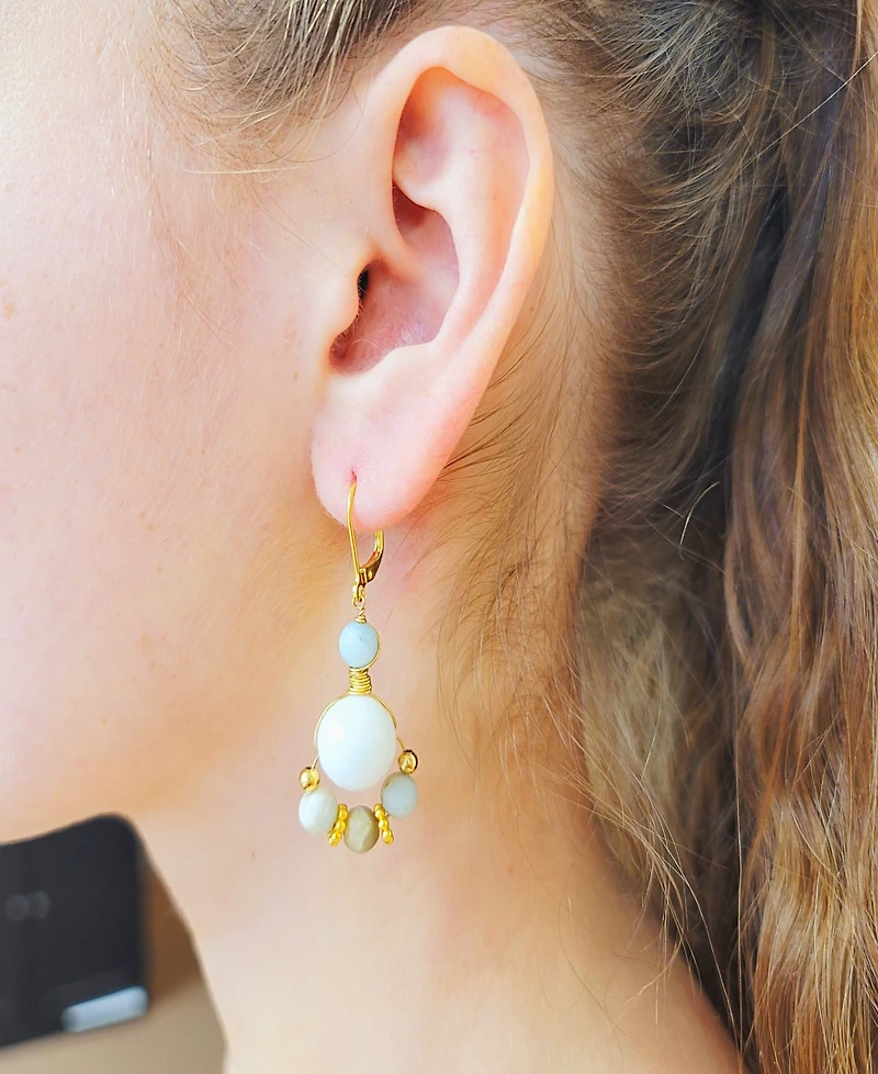 Women's Nurelle Ain Earrings with Amazonite and White Jade Beads