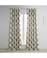 Half Price Drapes Tribeca Floral Printed Faux Linen Room Darkening Curtain