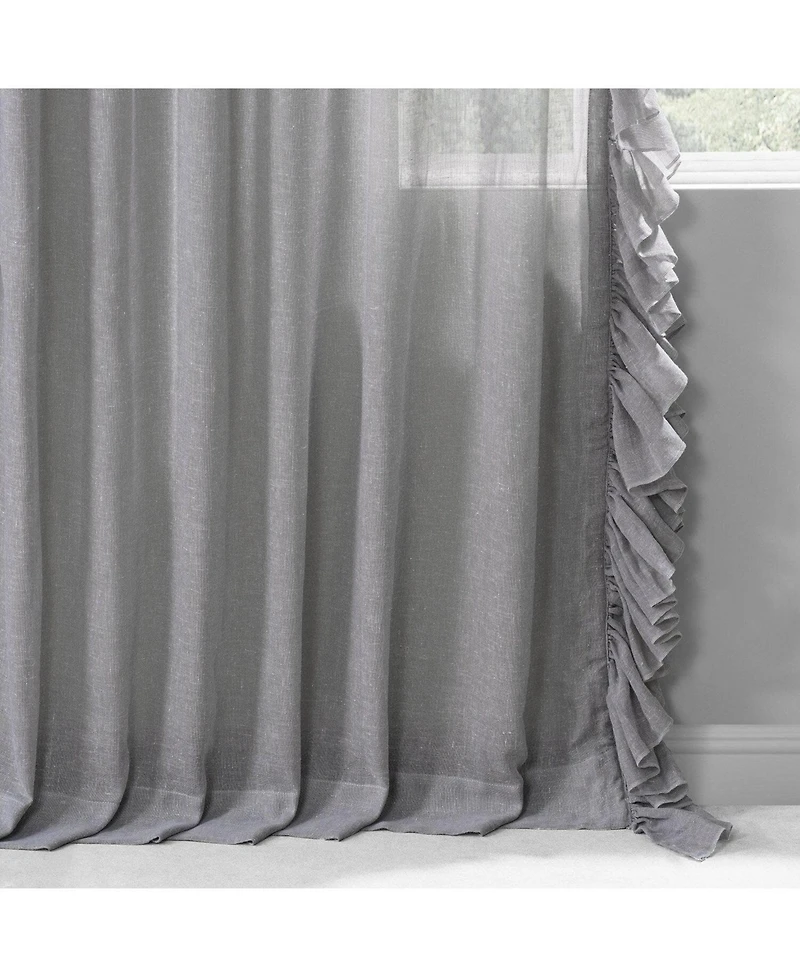 Half Price Drapes Ruffled Faux Linen Sheer Curtain