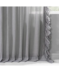 Half Price Drapes Ruffled Faux Linen Sheer Curtain