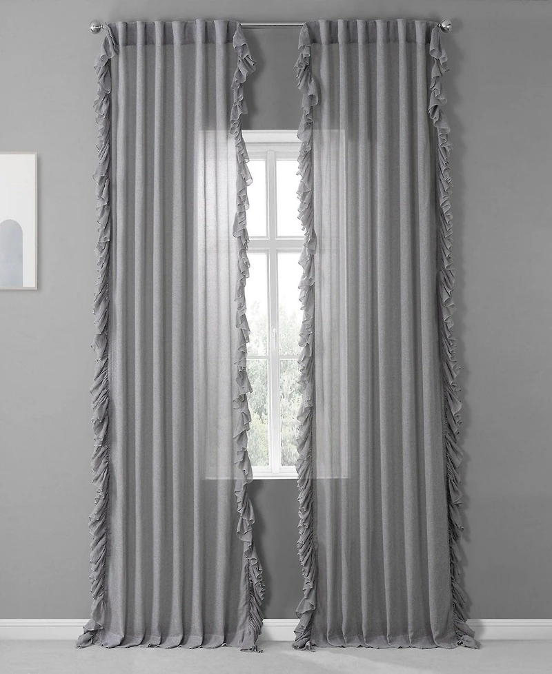 Half Price Drapes Ruffled Faux Linen Sheer Curtain