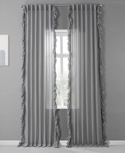 Half Price Drapes Ruffled Faux Linen Sheer Curtain