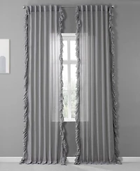 Half Price Drapes Ruffled Faux Linen Sheer Curtain