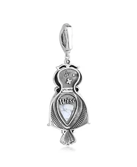 American West Jewelry Sterling Silver Picture Jasper and Howlite Owl Pendant Enhancer