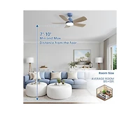 Sofucor 42″ Dark Blue Ceiling Fan, 5 Blades, 6-Speed Remote, Forward/Reverse for Bedrooms, Kitchens & Living Rooms