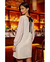 Yumi Women's Women'sSequin Tunic Dress With Tie Back