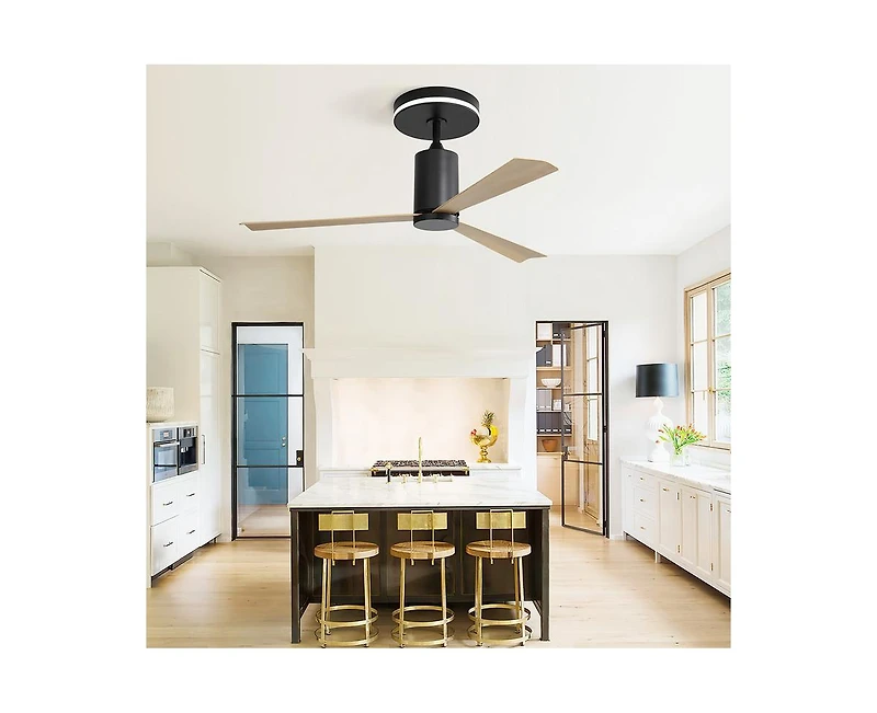 Sofucor 52-inch Modern Minimalist Black 3-Blade Ceiling Fans with Remote Control and Timing Function