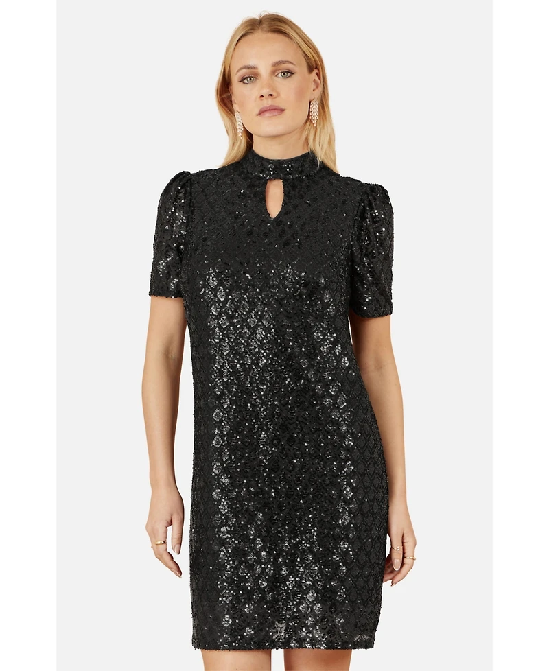 Yumi Women's Sequin Chevron Pattern Tunic Dress