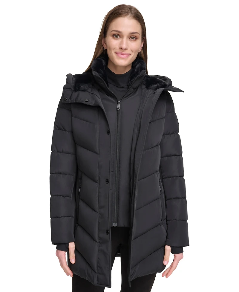 Calvin Klein Women's Lined Hooded Puffer Coat
