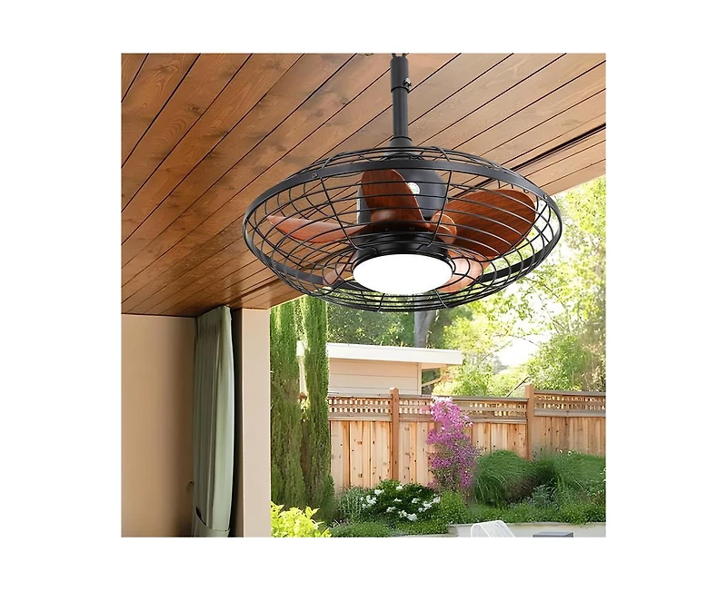 Sofucor 20-inch Modern Black 5-Blade Flush Mount Ceiling Fan with Remote control and timing functions