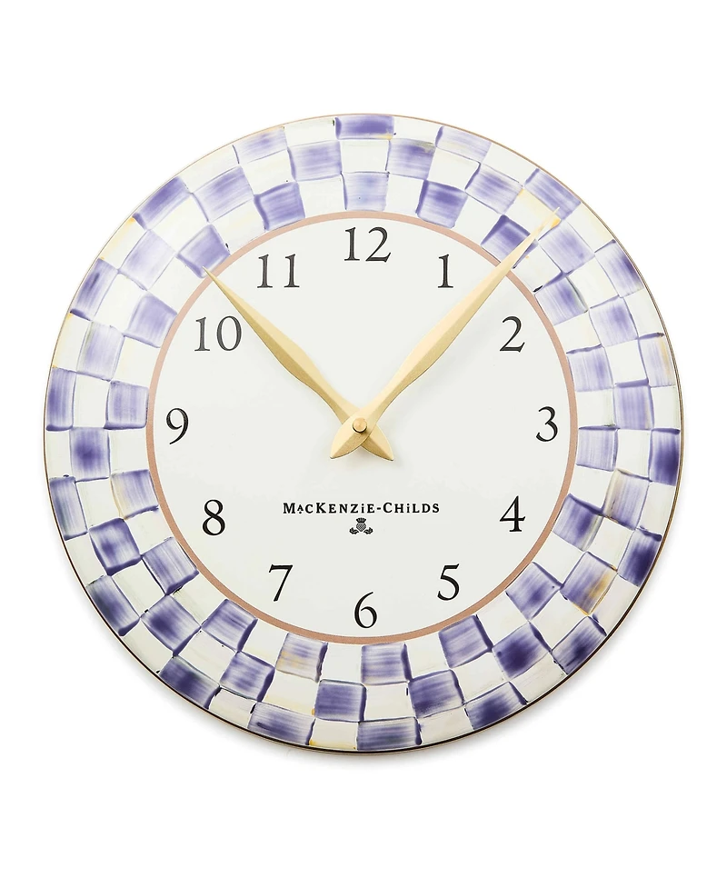 MacKenzie-Childs Violet Check 12" Handmade Clock