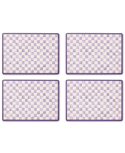 MacKenzie-Childs Violet Check Cork Back Handmade Placemats, Set of 4
