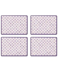 MacKenzie-Childs Violet Check Cork Back Handmade Placemats, Set of 4