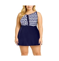 Swimsuits for All Women's Macrame High Neck Swimdress