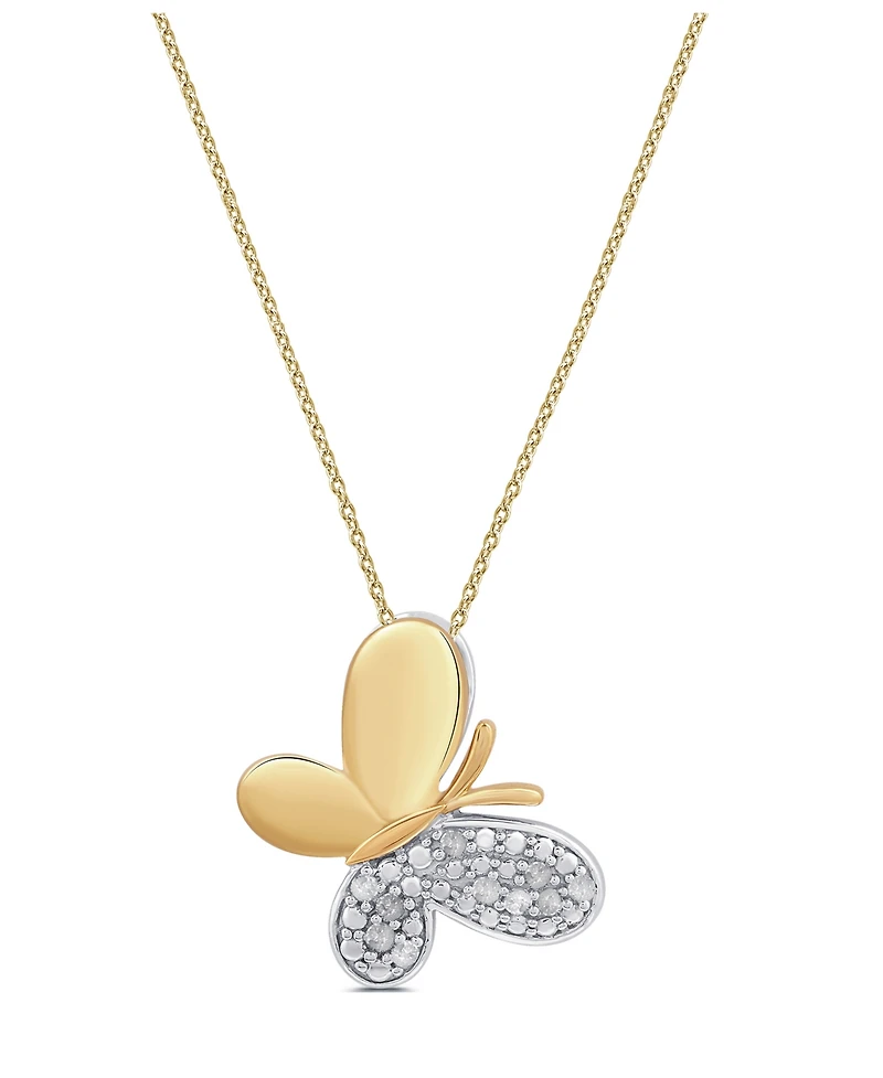 Macy's Diamond Butterfly Pendant Necklace (1/10 ct. t.w.) Sterling Silver (also 14K Gold-Plated Silver)