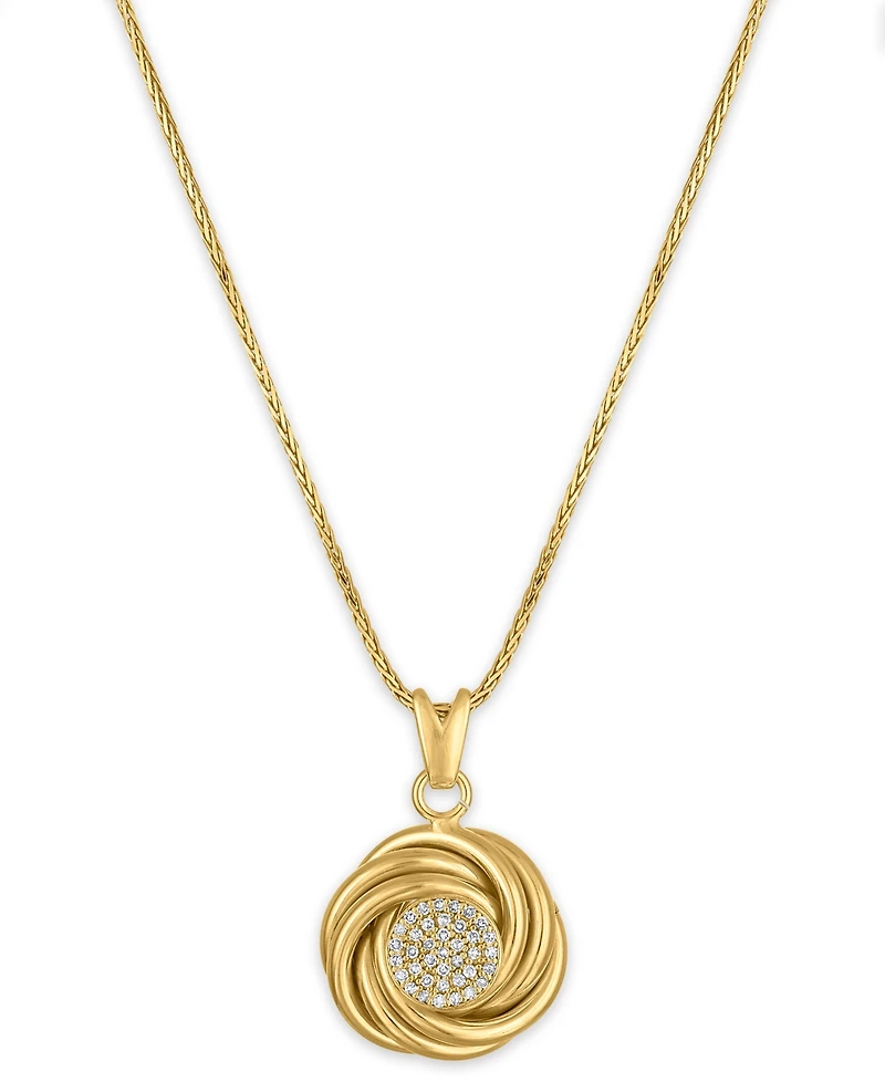 Macy's Diamond Love Knot Pendant Necklace (1/5 ct. t.w.) in 14k Gold over Sterling Silver