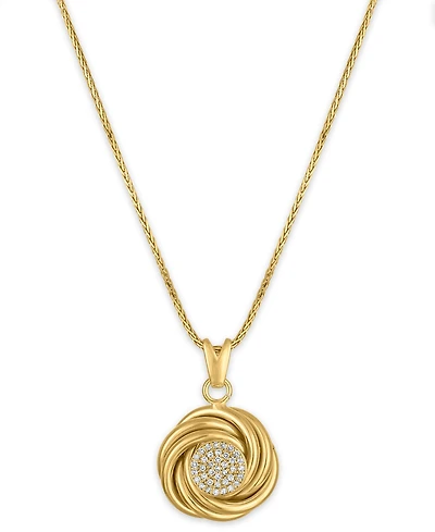 Macy's Diamond Love Knot Pendant Necklace (1/5 ct. t.w.) in 14k Gold over Sterling Silver