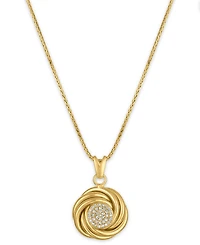 Macy's Diamond Love Knot Pendant Necklace (1/5 ct. t.w.) in 14k Gold over Sterling Silver