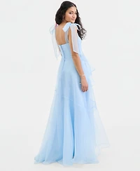 B Darlin Juniors' Sweetheart-Neck Tie-Strap Bustier Gown