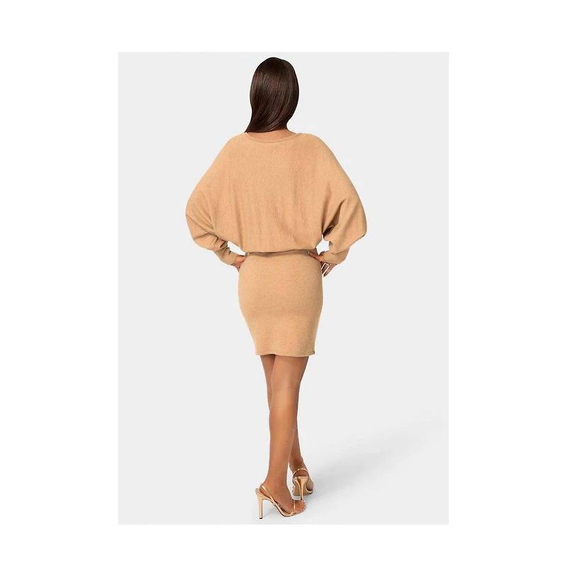 Bebe Women's Scoop Neck Bloudson Sweater Midi Dress