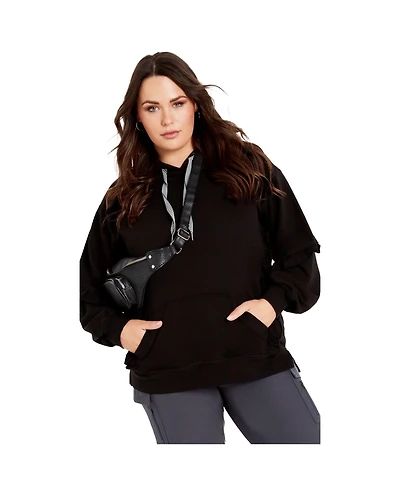 Avenue Women's Plus Frill Eggplant Hoodie