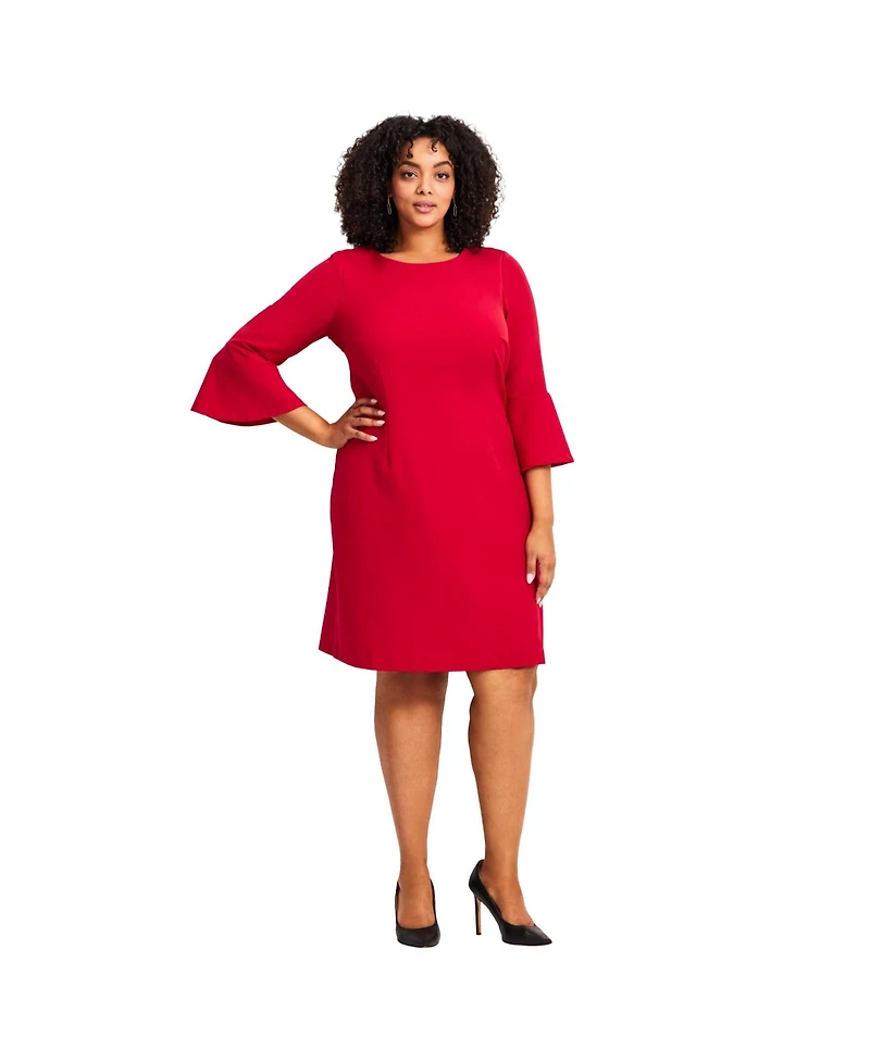Avenue Women's Plus Cool Hand Bell Sleeve Dress