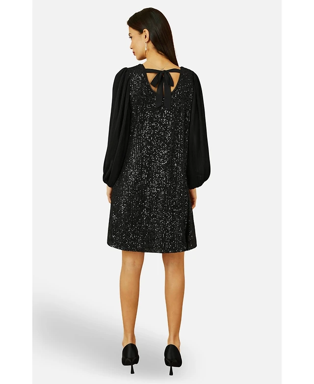 green emerald velvet dress Yumi Black Dripping Sequin Tunic Dress