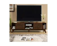 Casainc 67.9 Inch Mid Century Modern Storage Cabinet With Rattan Tv Stand