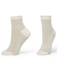 Hue Women's 2-Pack Metallic Opaque Anklet Socks