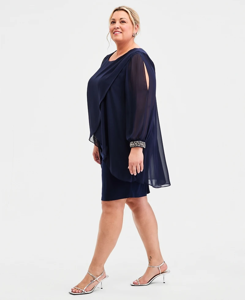 Sl Fashions Plus Overlay Sheath Dress