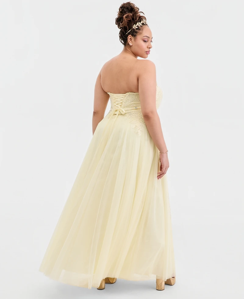 Say Yes Trendy Plus Strapless Embellished Gown, Created for Macy's