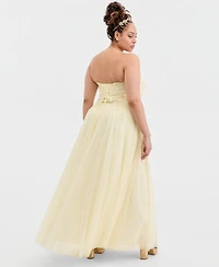 Say Yes Trendy Plus Strapless Embellished Gown, Created for Macy's