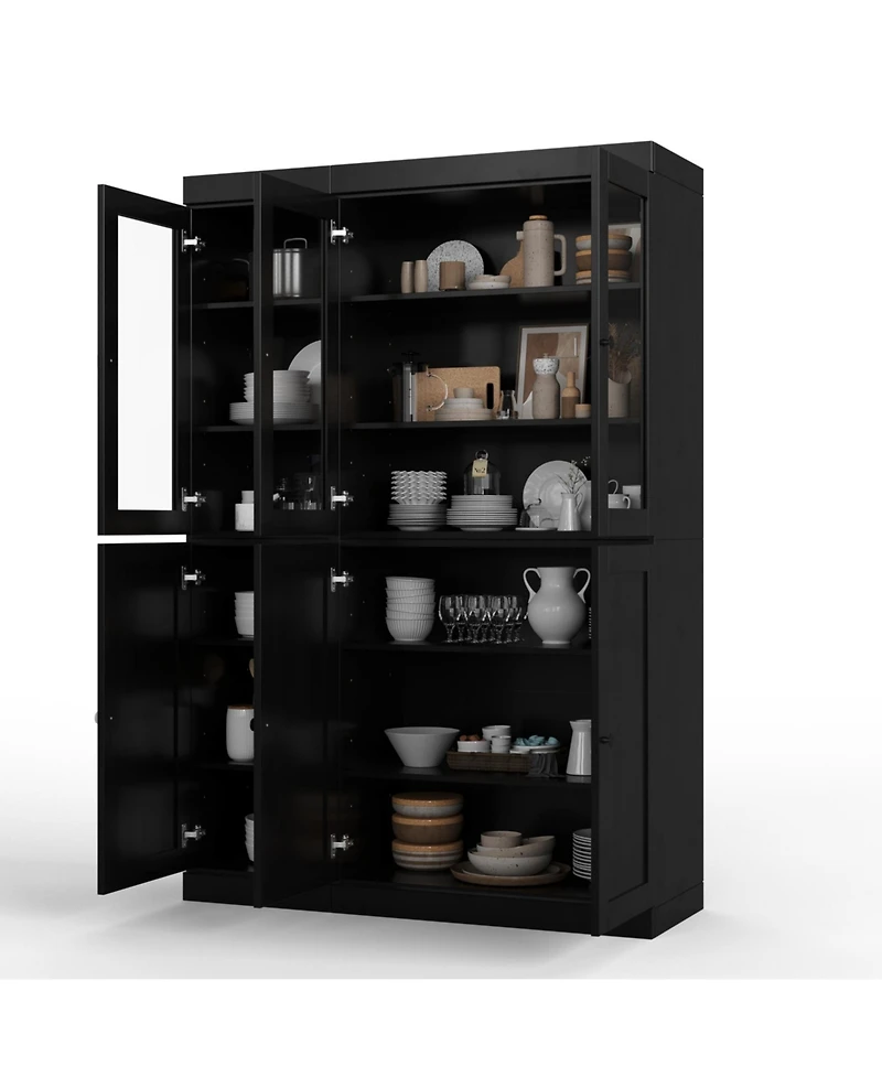 Palace Imports 100% Solid Wood 48.5" Pantry China Cabinet with Clear Glass, Shaker Doors & Adjustable Shelves