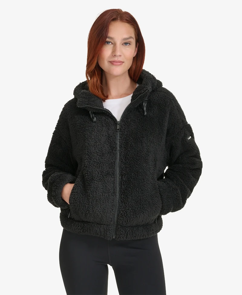 Calvin Klein Women's Performance Oversized Hooded Sherpa Jacket