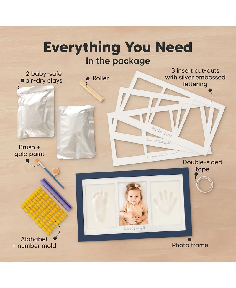 Duo Baby Hand and Footprint Kit, Handprint Newborn Photo Frame, Keepsake for New Mom