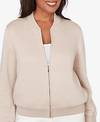 Alfred Dunner Petite Vienna Medallion Quilted Bomber Jacket
