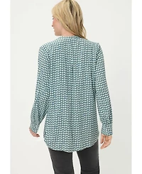 Olsen Women's Lightweight Dot-Print Button-Up Shirt tees