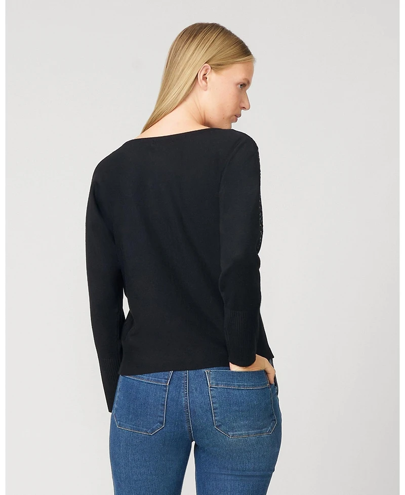 Cable & Gauge Women's Floral Hotfix Dolman Sweater