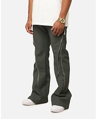 mnml Men's D519 Leather Zipper Flare Pant