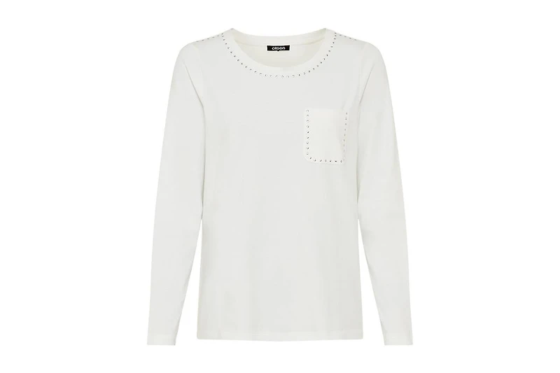 Olsen Women's Studded Trim, Casual, Stylish T-Shirt