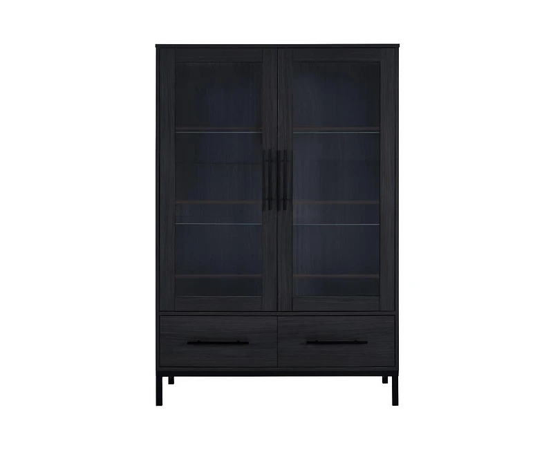 Casainc Modern Style 60" Tall Display Cabinet with Led Lights And Tempered Glass Door