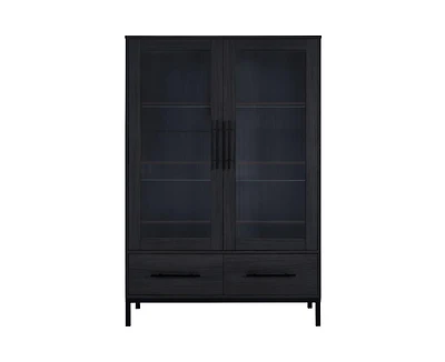 Casainc Modern Style 60" Tall Display Cabinet with Led Lights And Tempered Glass Door