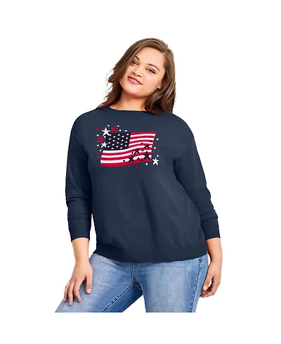 Avenue Women's Americana Long Sleeve Crewneck Sweater