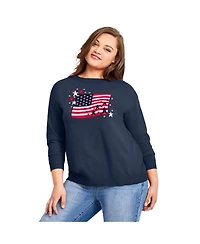 Avenue Women's Americana Long Sleeve Crewneck Sweater
