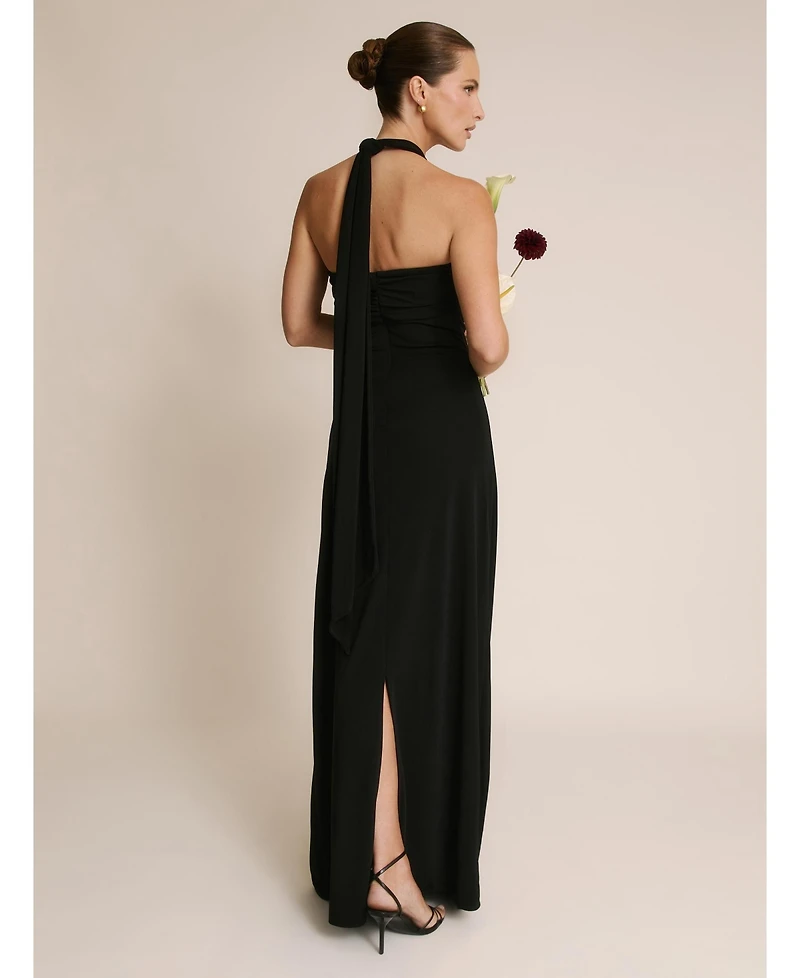 Six Stories Women's Halter Neck Stretch Bridesmaid Dress