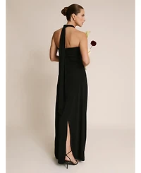 Six Stories Women's Halter Neck Stretch Bridesmaid Dress