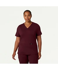 Jaanuu Women's Cesi 2-Pocket Slim Knit V-Neck Scrub Top