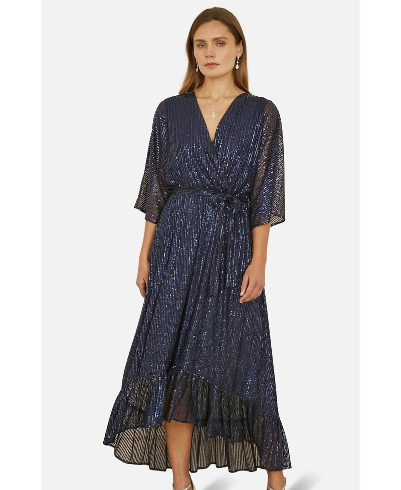 Yumi Women's Sequin Kimono Wrap Dress