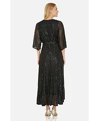 Yumi Women's Sequin Kimono Midi Wrap Dress