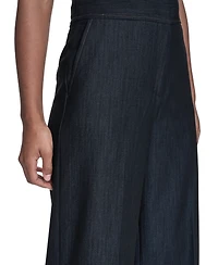 Calvin Klein Women's Faux Denim Wide Leg Pants